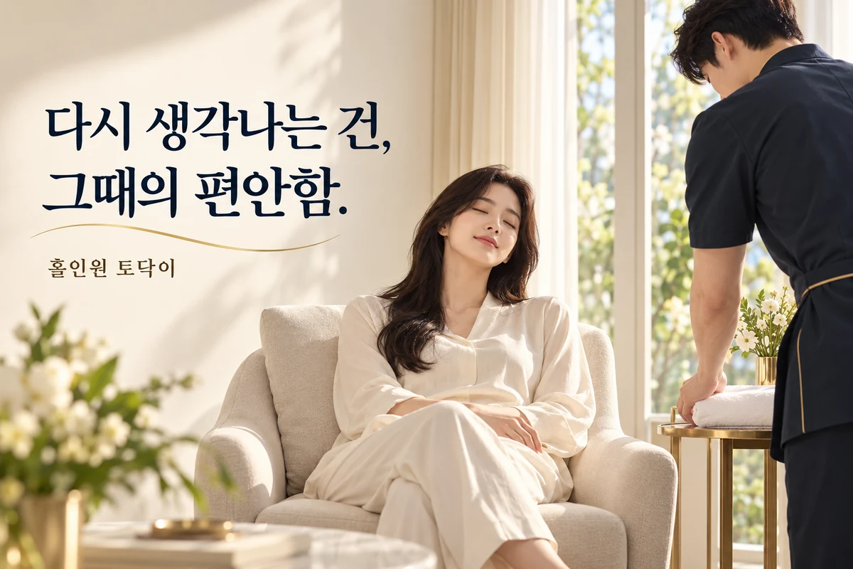 홀인원 토닥이 휴식 장면과 다시 생각나는 건, 그때의 편안함 문구